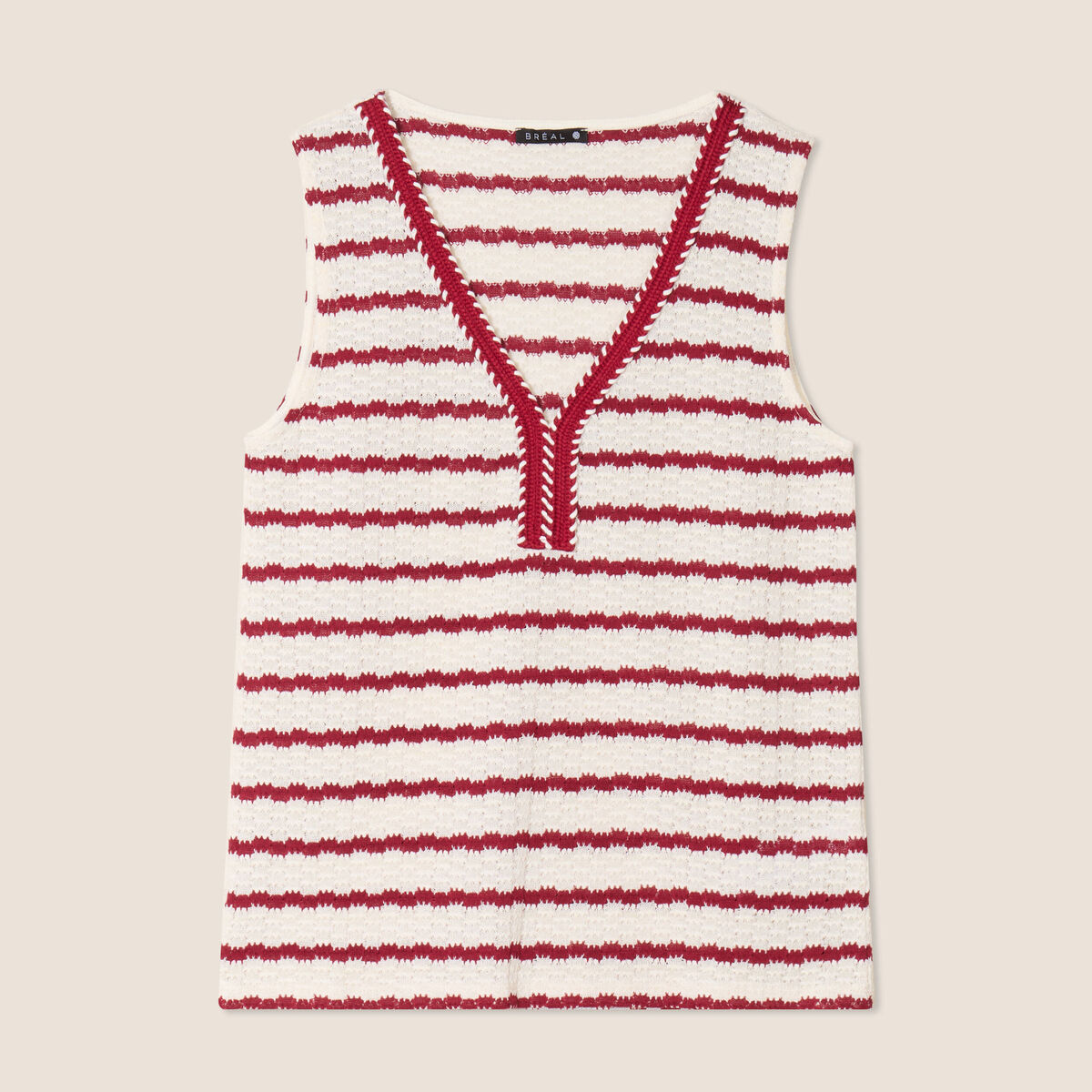 D&eacute;bardeur cintr&eacute; sans manches beige femme