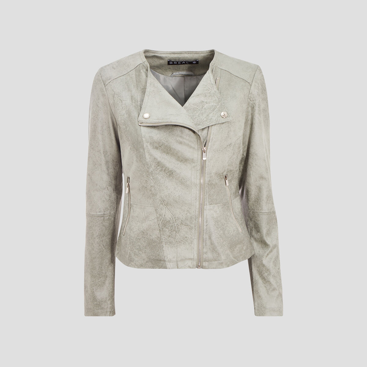 Veste droite zippée vert clair femme