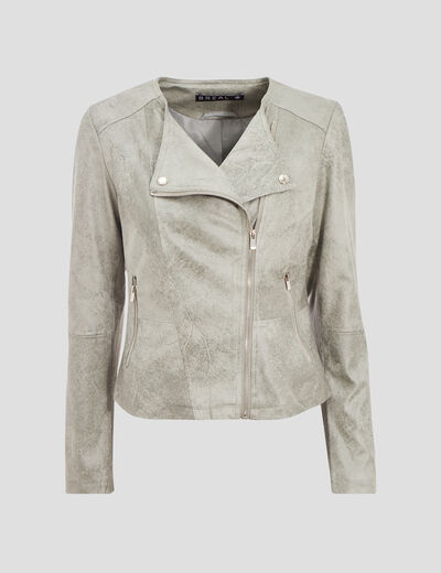Veste droite zippée vert clair femme