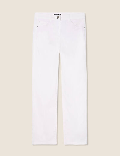 Pantalon droit taille haute 7/8ème blanc femme