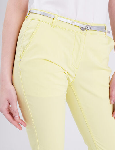 Pantalon chino droit jaune pastel femme