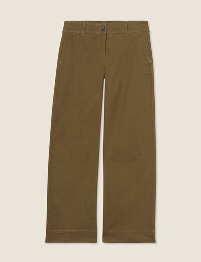 Pantalon large 7/8ème vert olive femme
