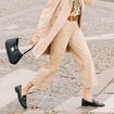 Pantalon large 7/8ème beige femme