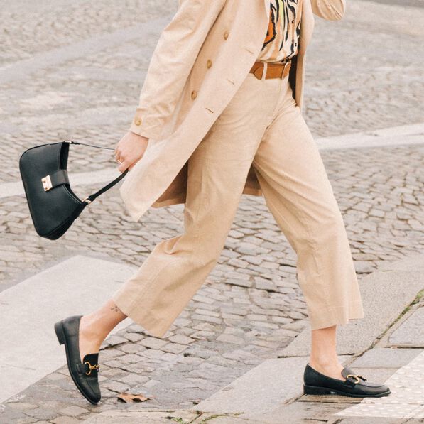 Pantalon large 7/8ème beige femme