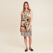 Robe droite courte manches courtes beige femme