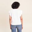 T-shirt broderie bas resserr&eacute; blanc femme