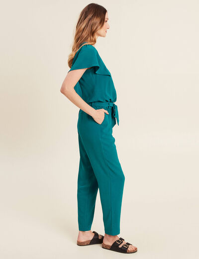 Combinaison pantalon droite vert femme