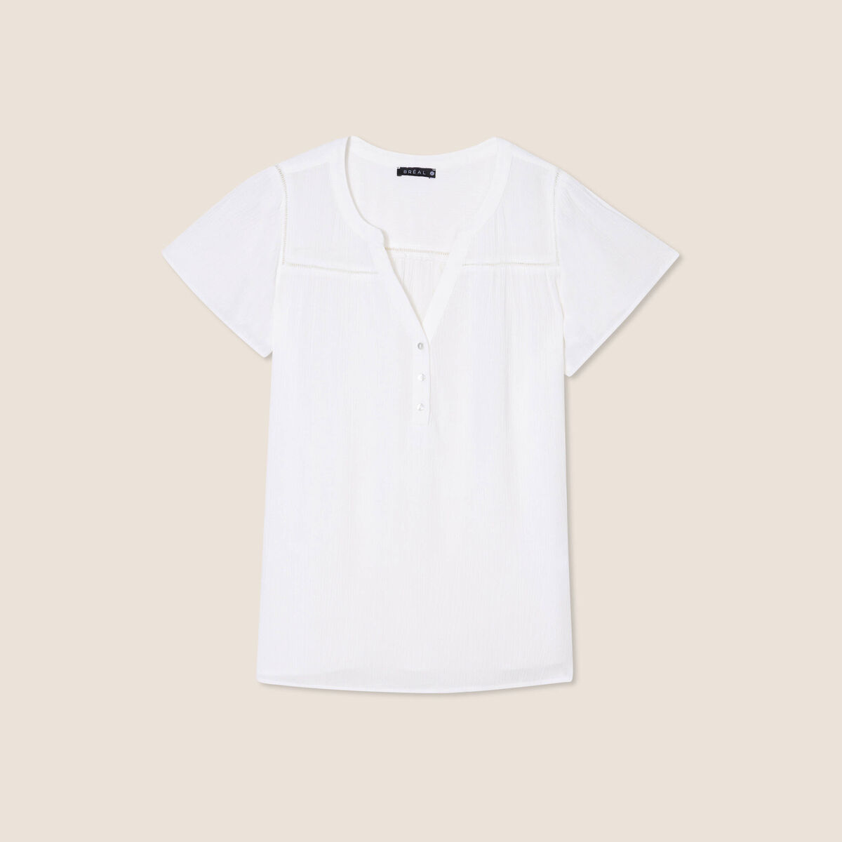 Blouse manches courtes ecru femme