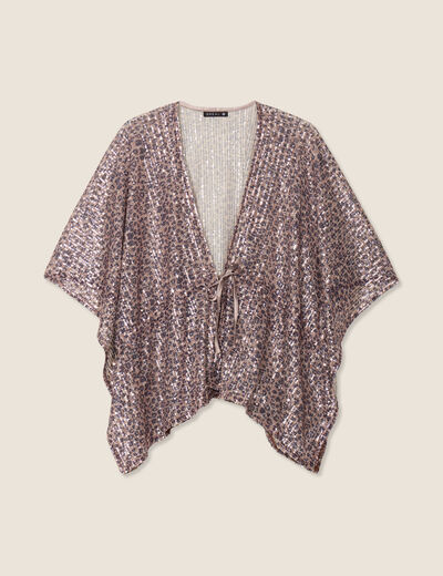Kimono &agrave; sequins couleur cuivre femme