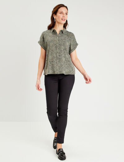 Chemise manches courtes vert kaki femme