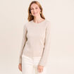 Pull manches longues col rond brillant couleur or femme