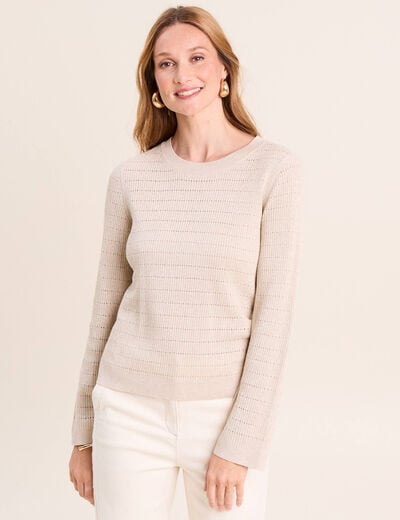 Pull manches longues col rond brillant couleur or femme