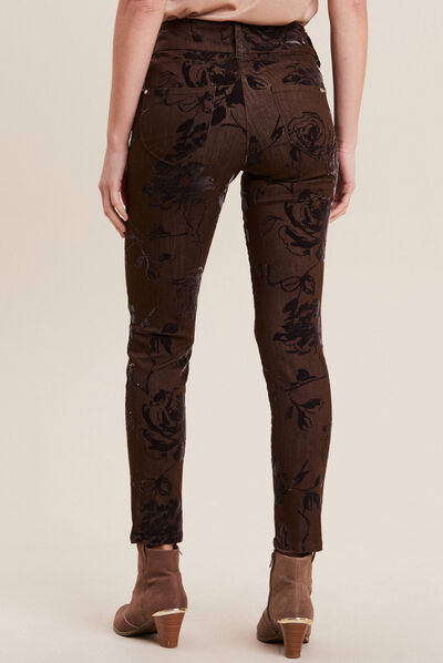 Jean ajusté taille standard marron femme