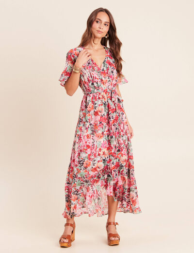 Robe longue portefeuille multicolore femme