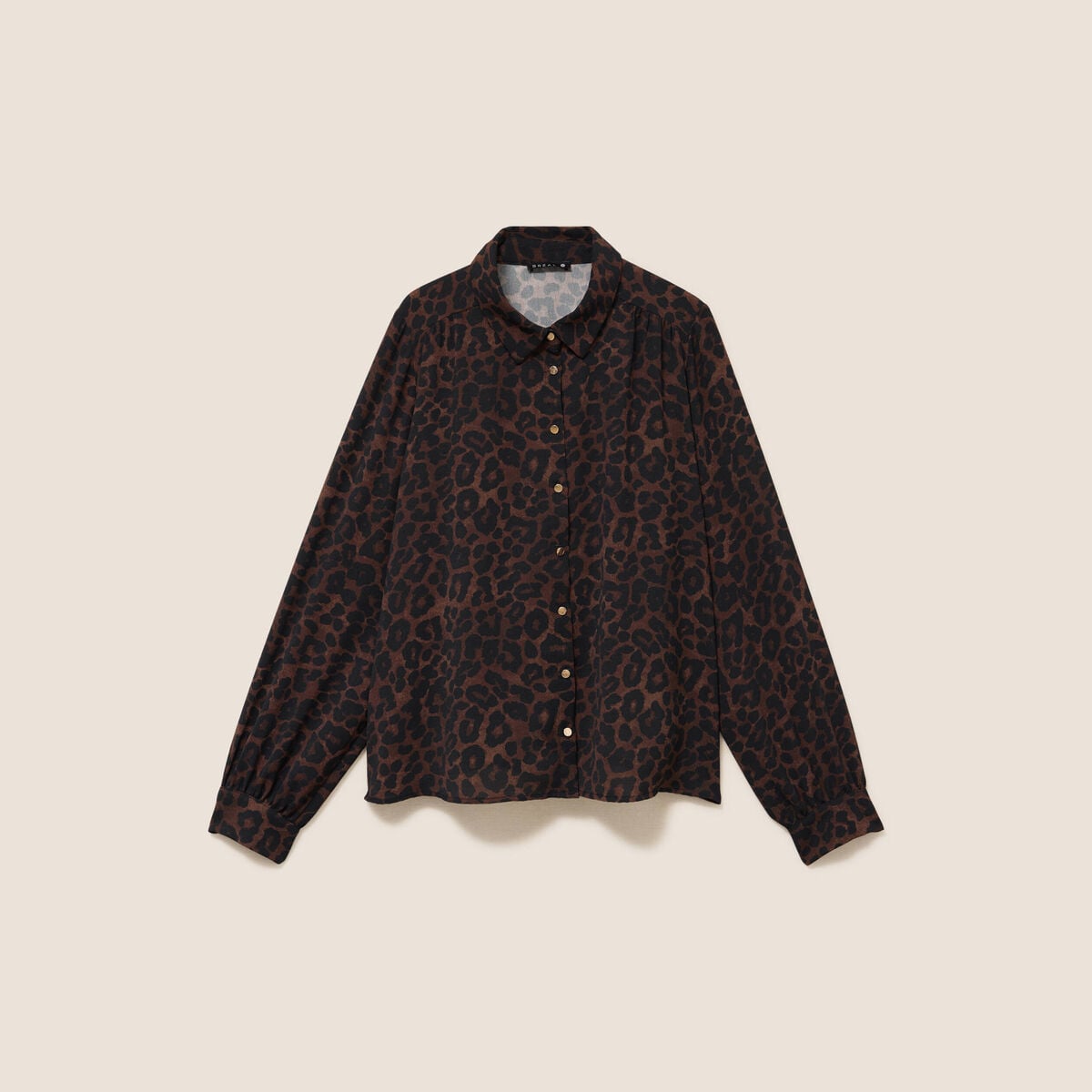 Chemise col chemise manches longues marron femme