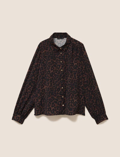 Chemise col chemise manches longues marron femme