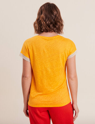 T-shirt manches courtes jaune or femme
