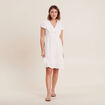 Robe droite fluide smockée ecru femme