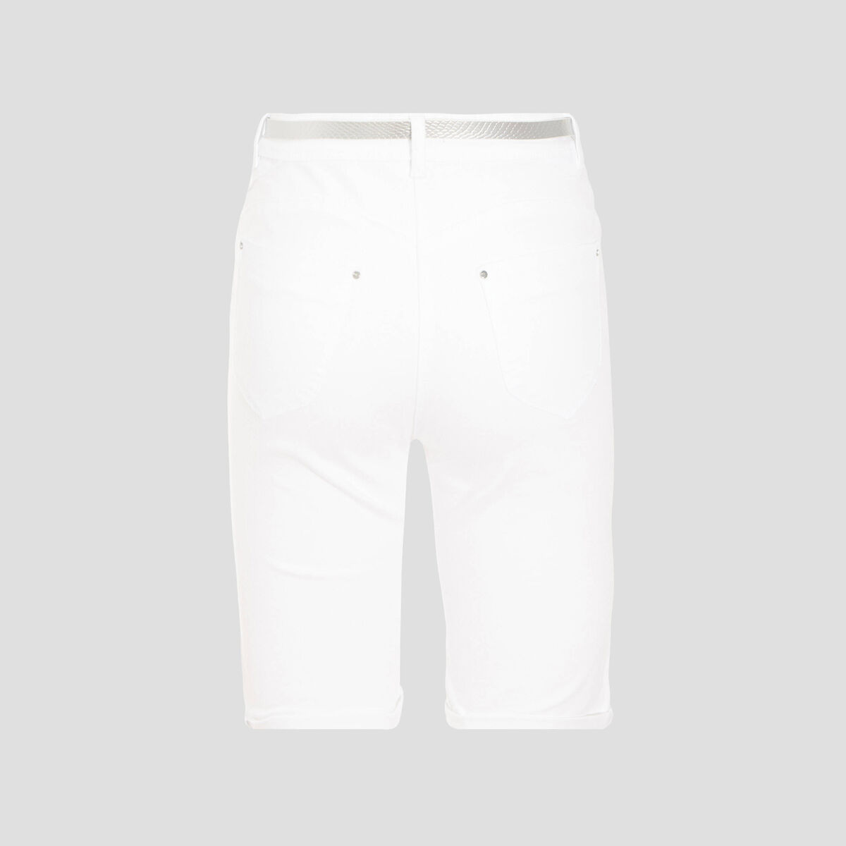Bermuda ajusté ceinturé blanc femme