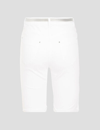 Bermuda ajusté ceinturé blanc femme
