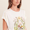 T-shirt col rond manches courtes ecru femme