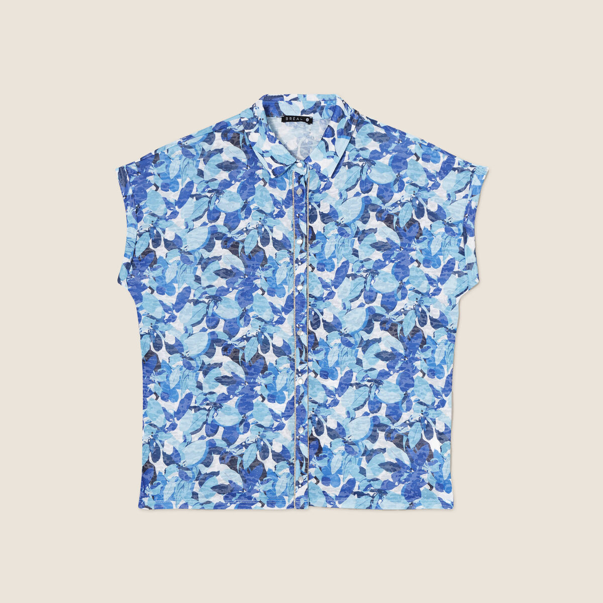 Chemise manches courtes bleu femme
