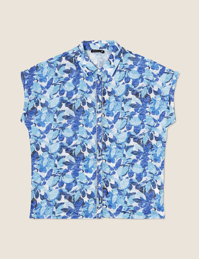 Chemise manches courtes bleu femme