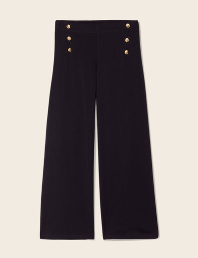 Pantalon large à pont noir femme
