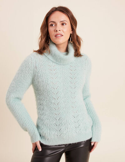 Pull droit manches longues vert pastel femme
