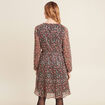 Robe fleurie à sequins évasée rose framboise femme