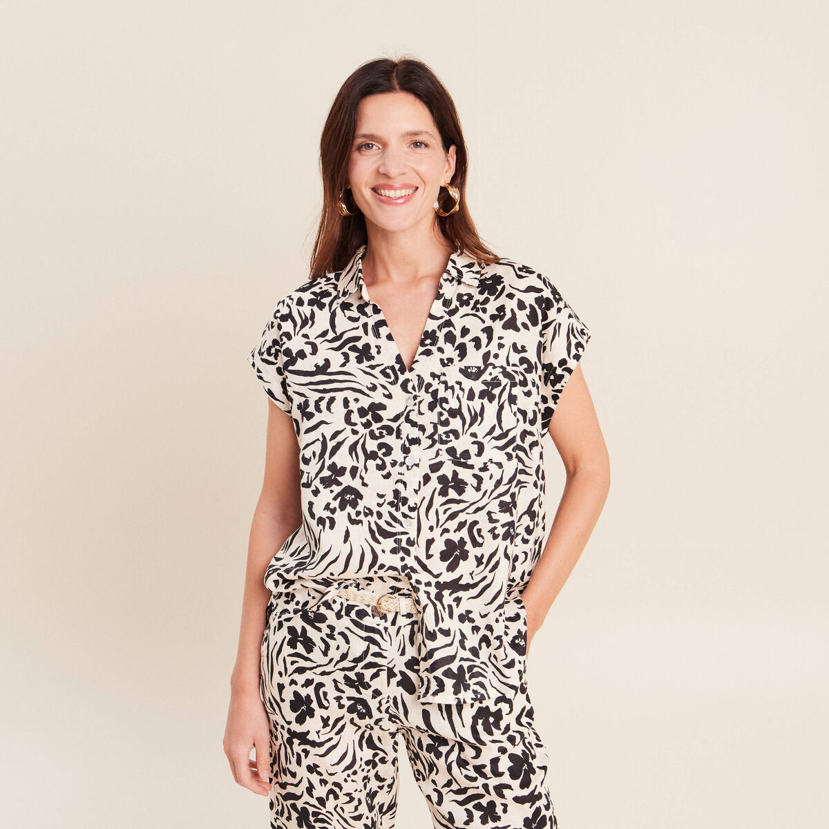 Chemise sans manches blanc femme