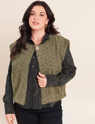 Gilet ample sans manches vert kaki femme