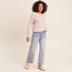 Jean taille haute avec broderie blanc femme