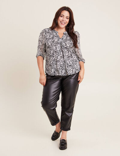 Blouse manches 3/4 noir femme