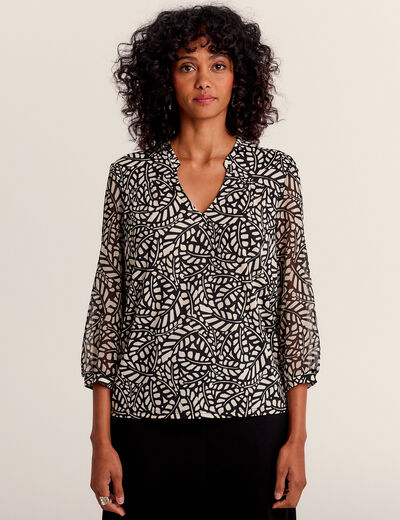 T-shirt manches 3/4 noir femme