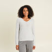 Pull col v manches longues &agrave; sequins gris clair femme