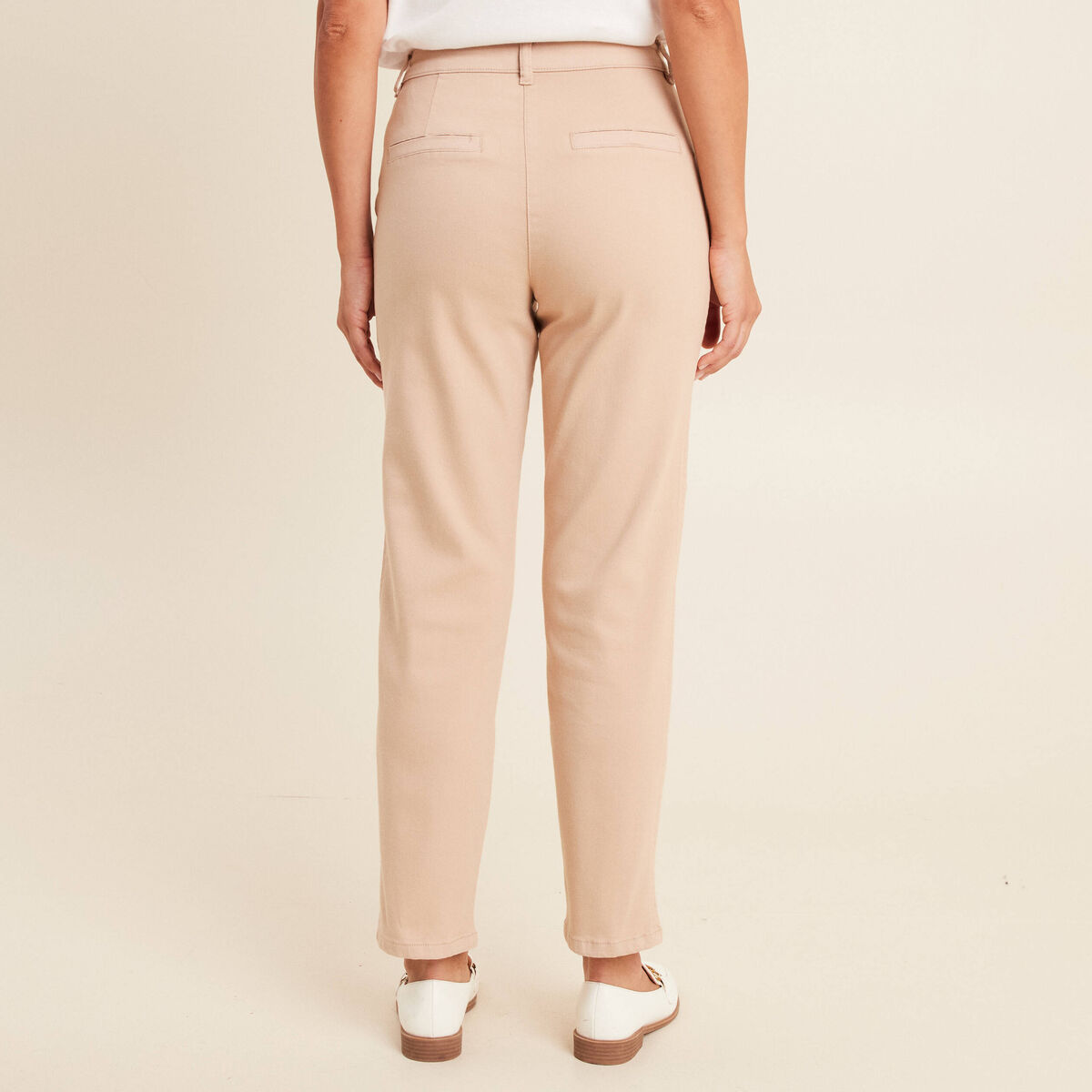 Pantalon boyfriend taille haute sable femme