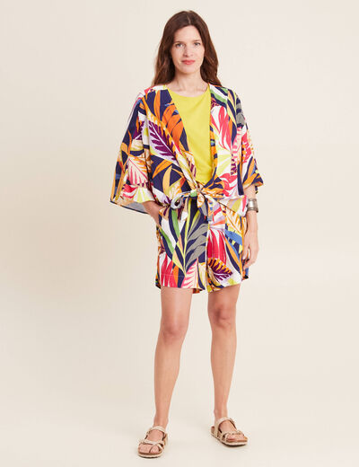 Short droit fluide multicolore femme