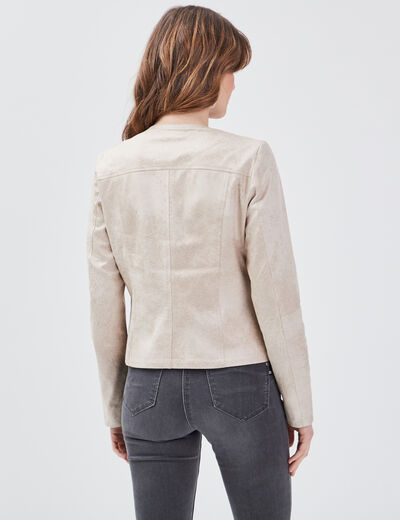 Veste droite zippée beige femme