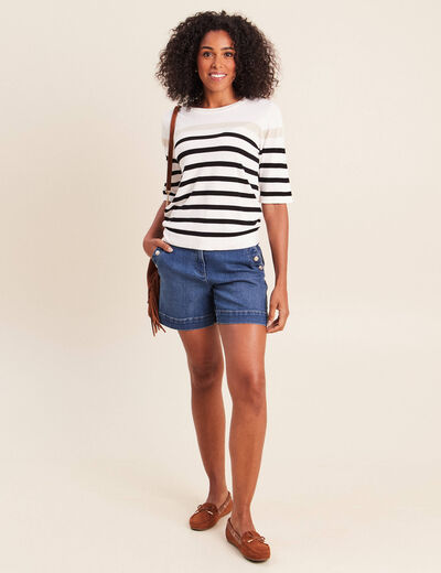 Short en jean denim stone femme