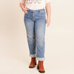 Jean coupe mom 7/8&egrave;me denim double stone femme