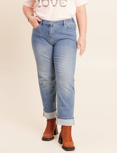 Jean coupe mom 7/8&egrave;me denim double stone femme