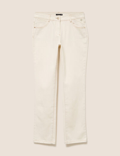 Jean coupe droite taille bascul&eacute;e ecru femme