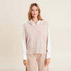 Pull sans manches &agrave; capuche creme femme