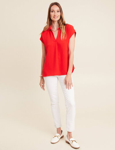 Blouse manches courtes rouge femme