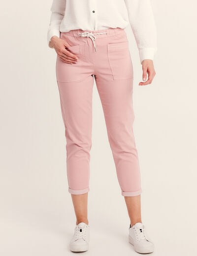 Pantalon coupe mom 7/8&egrave;me rose pastel femme