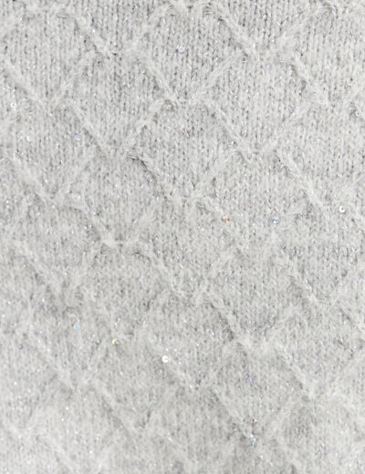 Pull col v &agrave; sequins gris clair femme