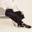 Pantalon droit 7/8&egrave;me taille haute noir femme