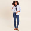 Chemise col montant manches 3/4 bleu femme