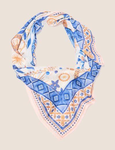 Foulard carré bleu femme